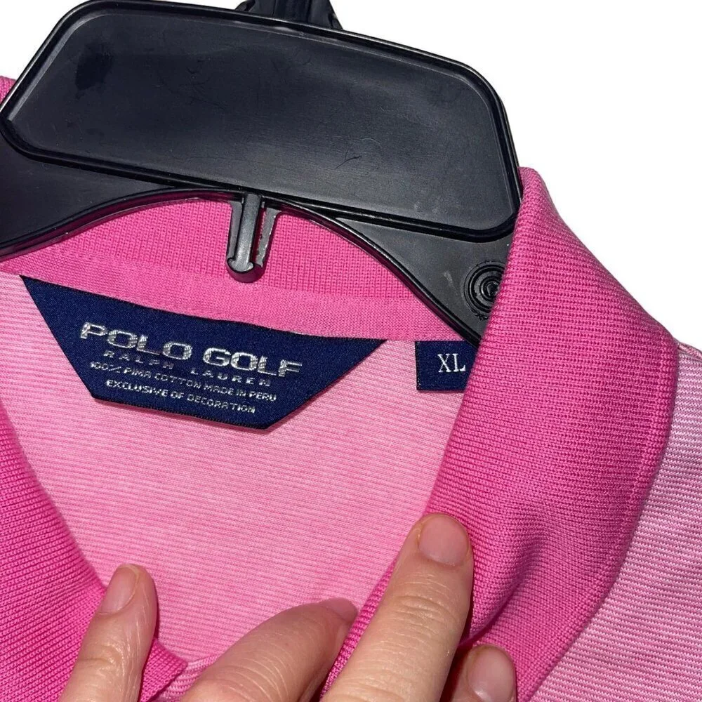 Ralph Lauren Mens Polo Shirt Size XL Pink Short Sleeve Golf Pure Cotton Peru